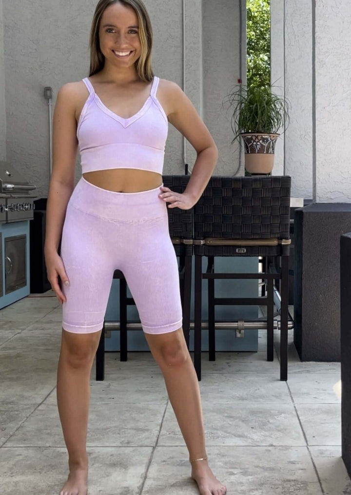 Niki Biki Ladies Fitted Vintage V-Neck Ribbed Bra Top Style NS8187  in Vintage Amethyst | Made in USA | Classy Cozy Cool Women's Made in America Boutique