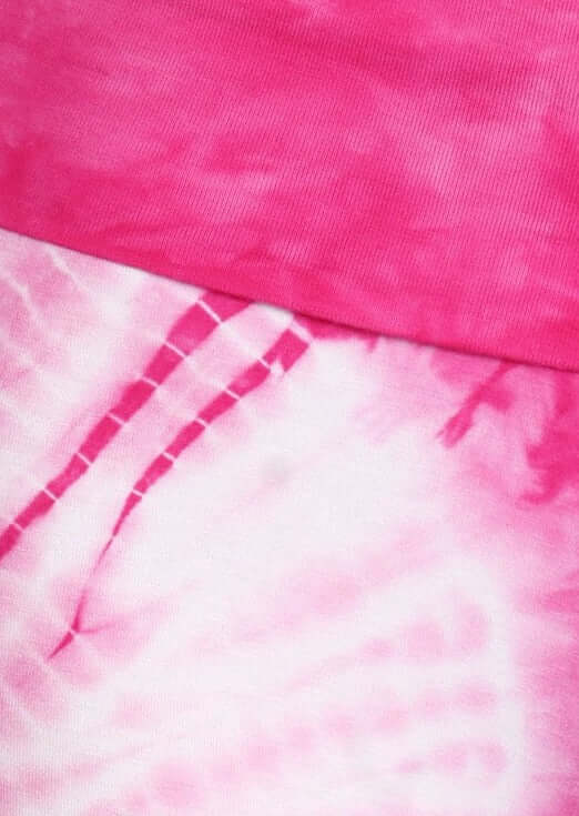 USA Made Fuchsia & White Casual Tie Dye Palazzo Pants Soft & comfortable design with a wide fold over waistband | Classy Cozy Cool Women's Made in USA Boutique