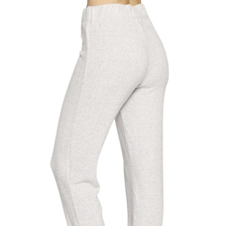 USA Made Brushed Ribbed Knit Soft & Cozy Machine Washable Medium Weight Joggers in Light Grey | Classy Cozy Cool Made in USA Boutique