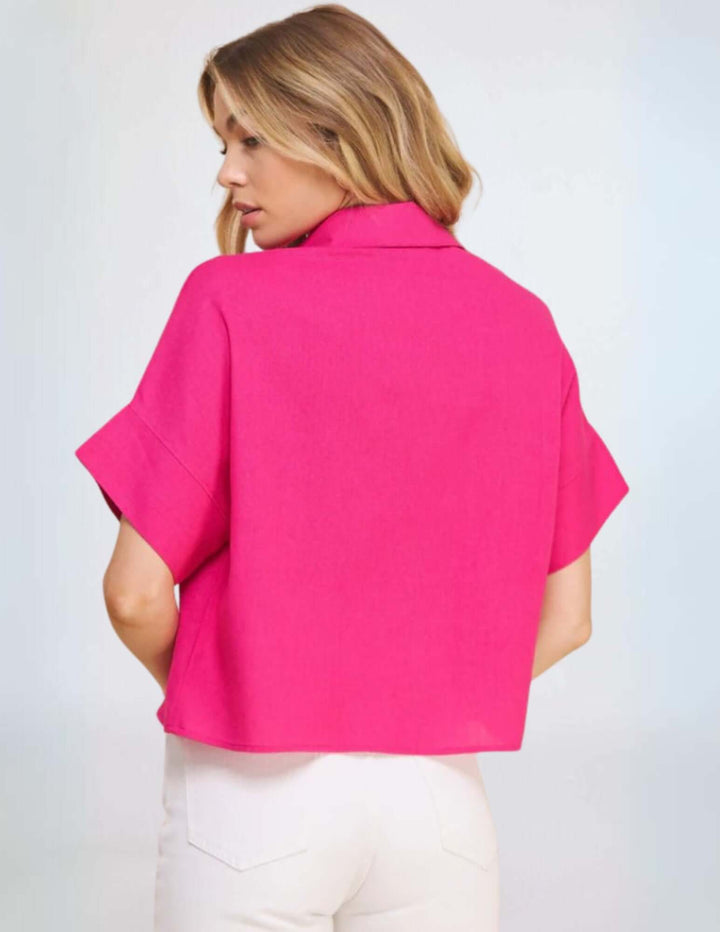 Amari Linen Blend Button Down Top CLEARANCE FINAL SALE