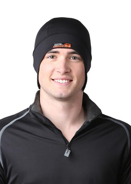 WSI Sportswear Men's HEATR® Flippy Hat in Black Made in USA, Will keep you warm even in temperatures from 0° to 75°, Highly versatile, Protects head and ears from the wind, cold, and frostbite, Ear flaps can be flipped upwards to allow for cooling,