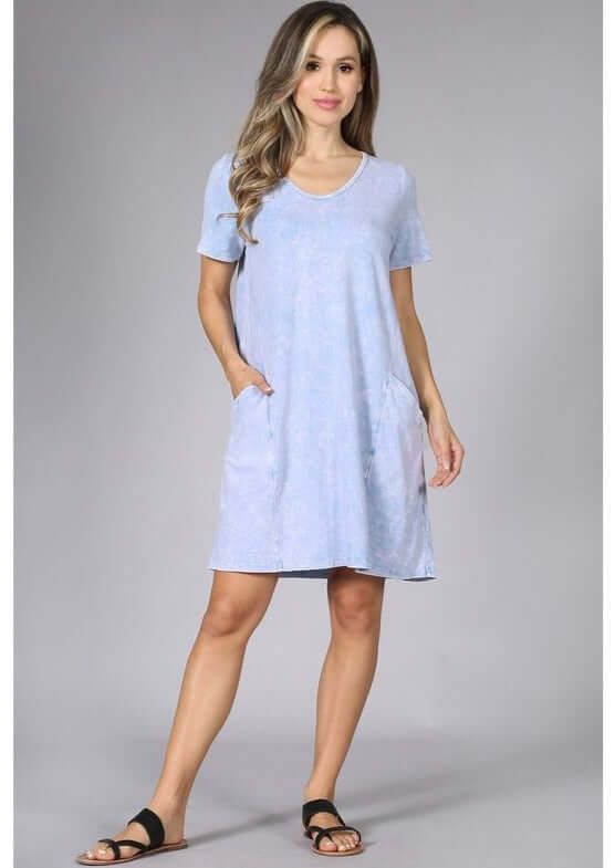 USA Made Ladies Casual Cotton Tee Shirt Dress with Pockets