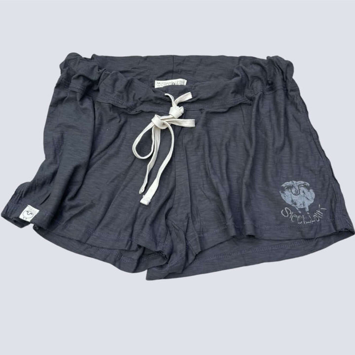 Sleepaholik Ladies Gypsy Gina Shabby Loungewear Shorts in Dark Asphalt Grey | Made in USA with Vintage Washed Cotton also Made in the USA. Classy Cozy Cool Women's American Boutique