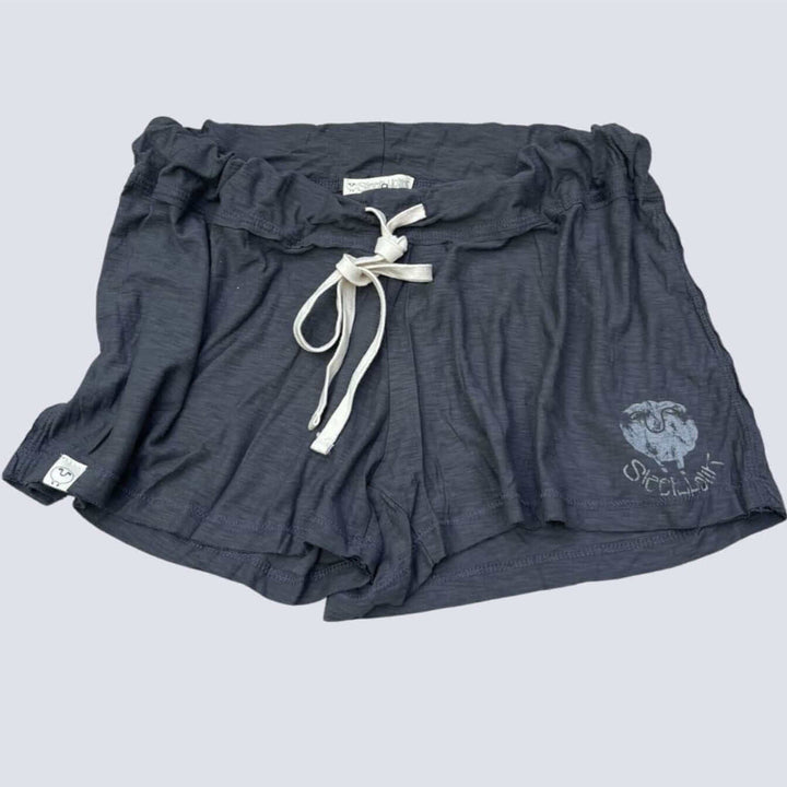 Sleepaholik Ladies Gypsy Gina Shabby Loungewear Shorts in Dark Asphalt Grey | Made in USA with Vintage Washed Cotton also Made in the USA. Classy Cozy Cool Women's American Boutique
