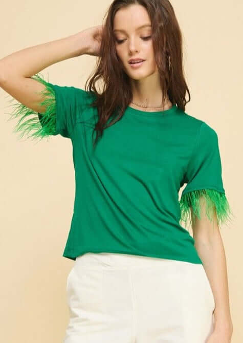 Feather Tee in Emerald Green CLEARANCE FINAL SALE