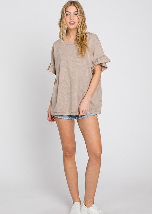 All Day Ruffled Sleeve Tee Made in USA