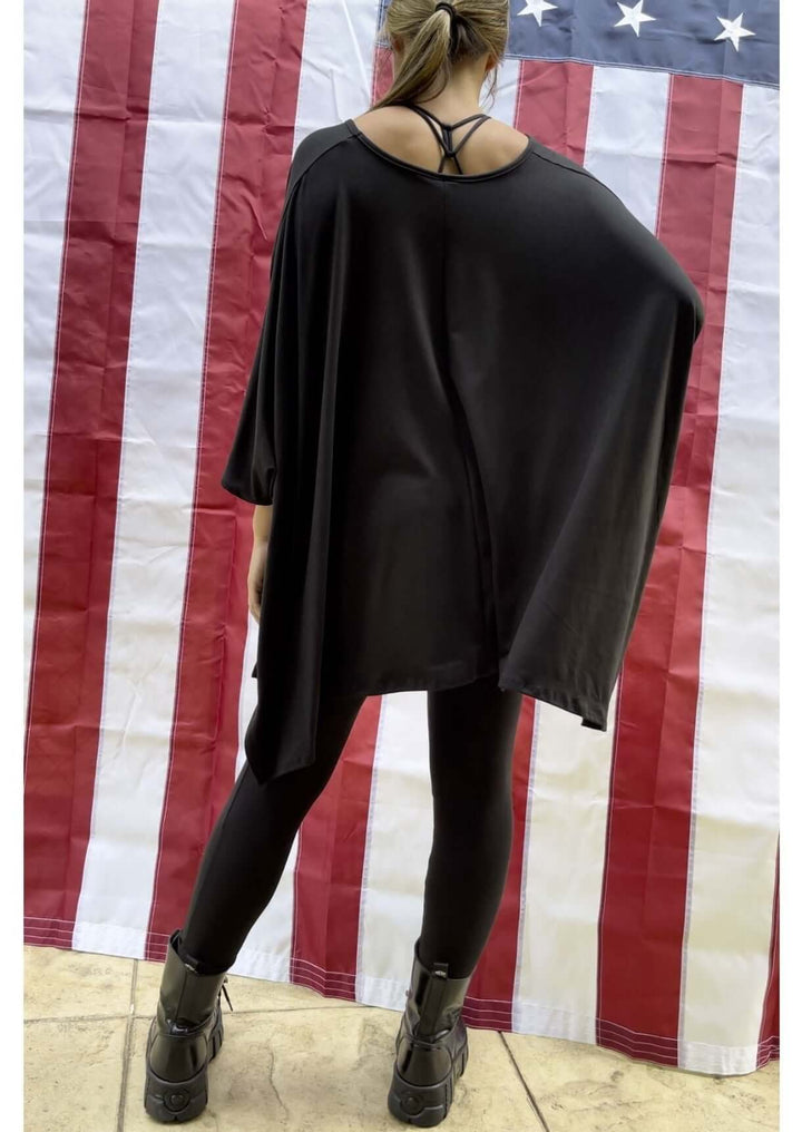 Made in USA 2-piece Lady of Leisure matching Super Soft poncho and leggings set in Black Loungewear Set | Classy Cozy Cool Made in America Boutique