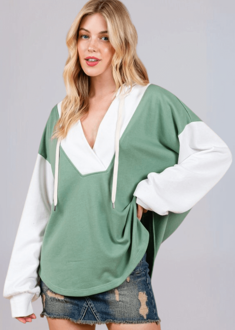 Women's Oversized Color Block Hoodie Made in USA