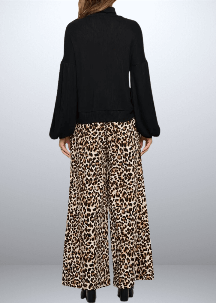 Made in USA Renee C Style 2741TP Women's Rib Knit Turtleneck Sweater Top with Balloon Cuffed Sleeve. Available in Black or Mocha, 94% Rayon, 6% Spandex