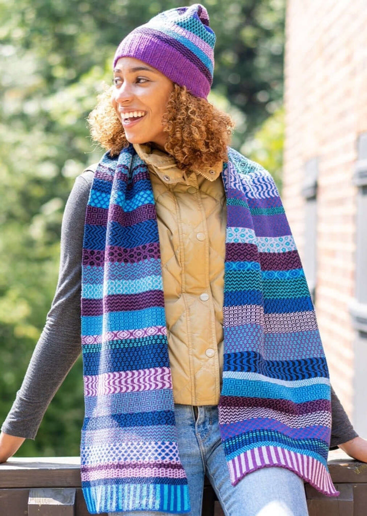 Solmate RASPBERRY  Knitted Scarf with Colors turquoise, purple, black, lilac, royal blue. | Made in USA | Classy Cozy Cool Women's Made in America Clothing Boutique