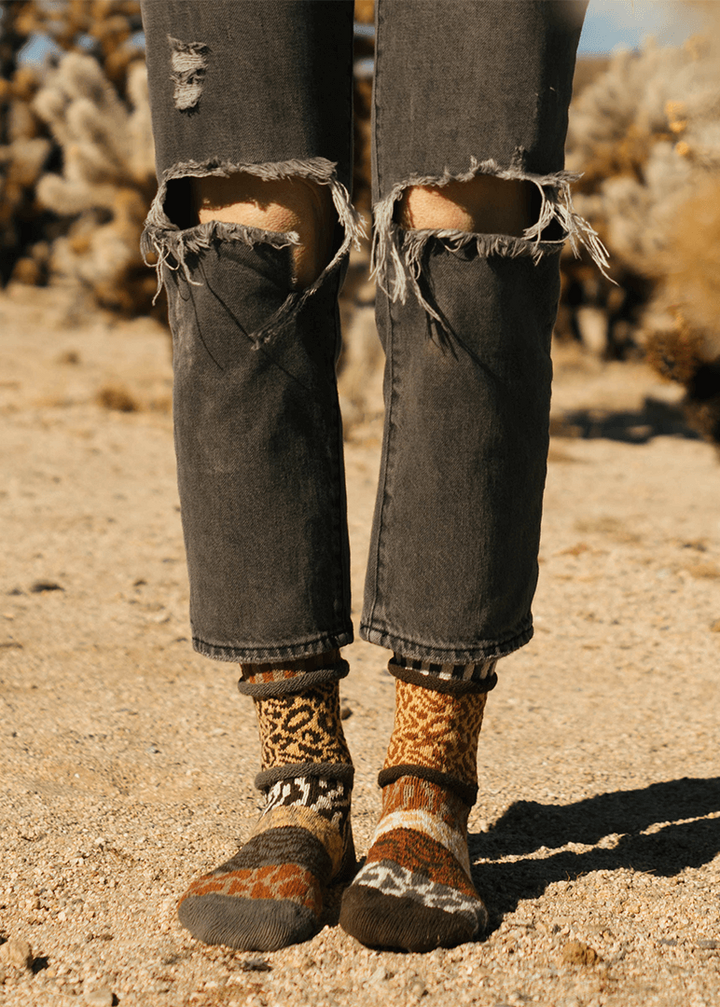 Solmate SAVANNAH Knitted Crew Socks | Made in USA | These socks are delightfully mismatched & so very comfortable.  American Made Women's Boutique.