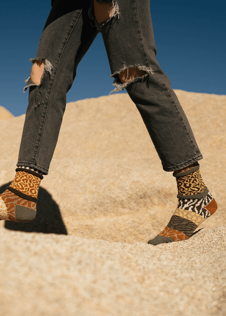 Solmate SAVANNAH Knitted Crew Socks | Made in USA | These socks are delightfully mismatched & so very comfortable.  American Made Women's Boutique.