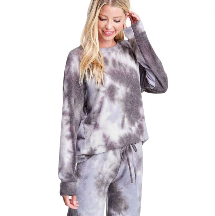 Brand: Phil Love | Lavender & Gray Tie Dye Plush & Cozy Loungewear Set | Proudly Made in the USA | Classy Cozy Cool Women's Clothing Boutique