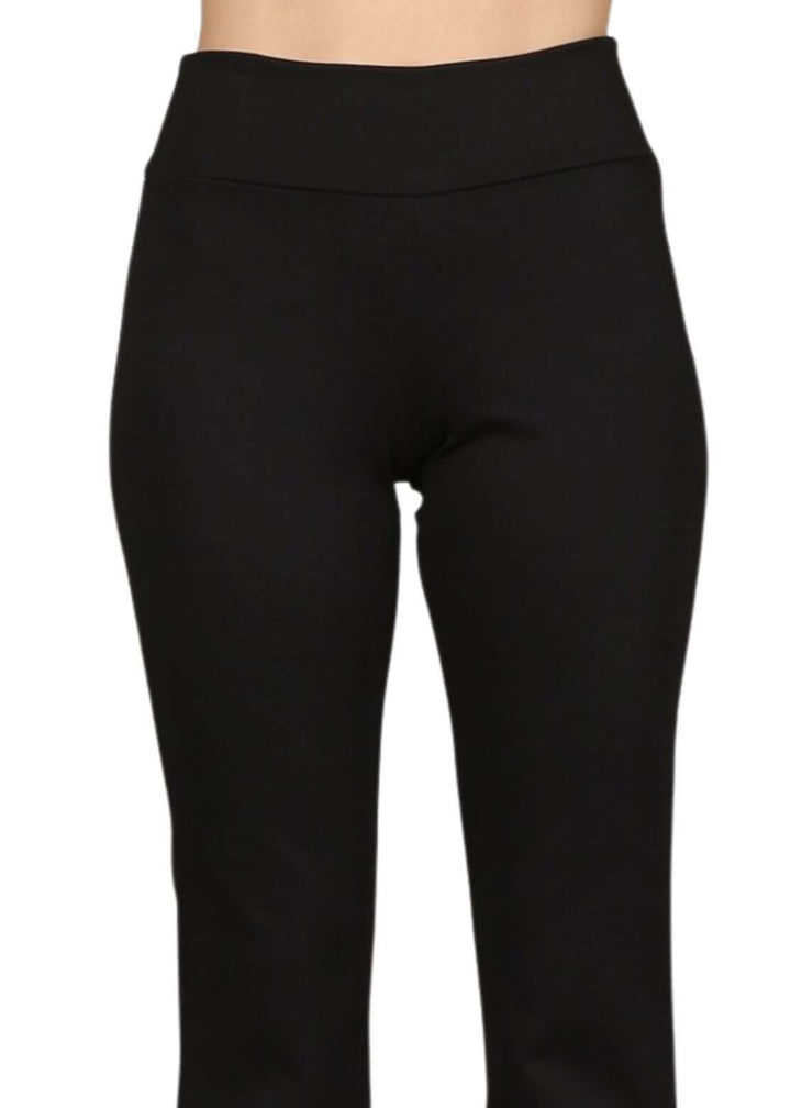 USA Made Full length Ladies Classic Black Pull-On Bootcut Ponte Pants with Back Pockets | Classy Cozy Cool Women's Made in America Boutique