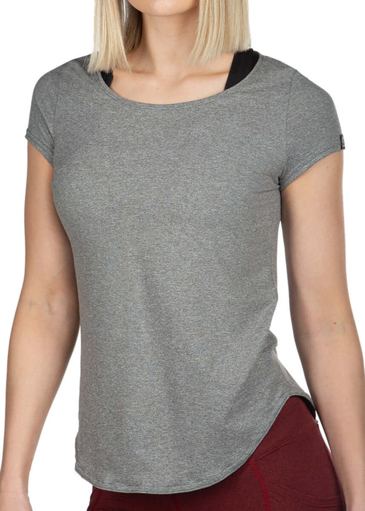 Made in USA WSI Sportswear Women's SoftTECH™  Cap Sleeve T-Shirt in Heather Gray