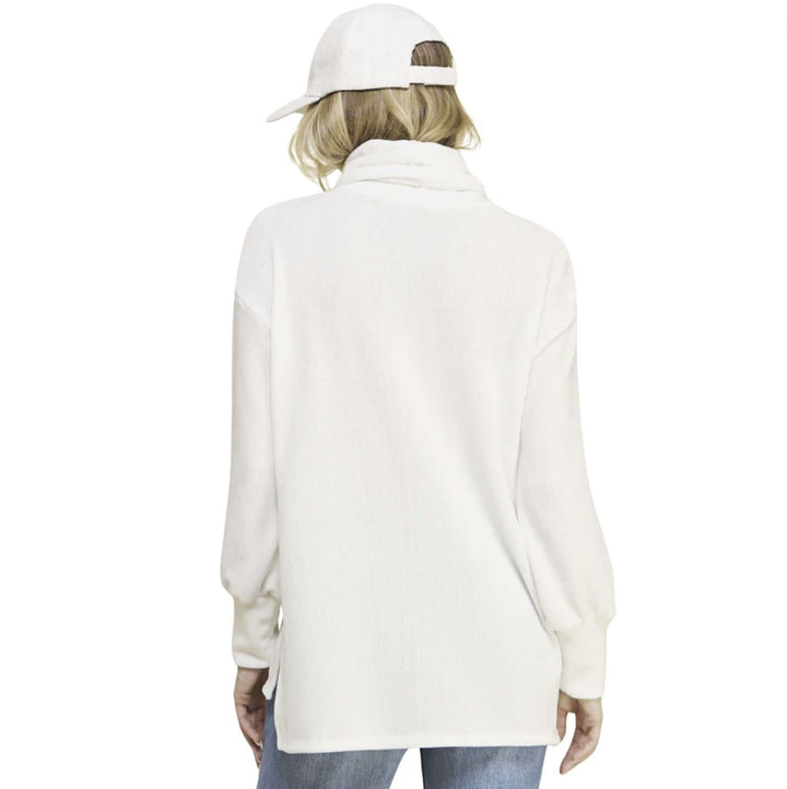 Brand: If She Loves | Glitz White Chenille Turtle Neck Cropped Sweater | Style IST1271 | Made in USA | Classy Cozy Cool Women's Clothing Boutique