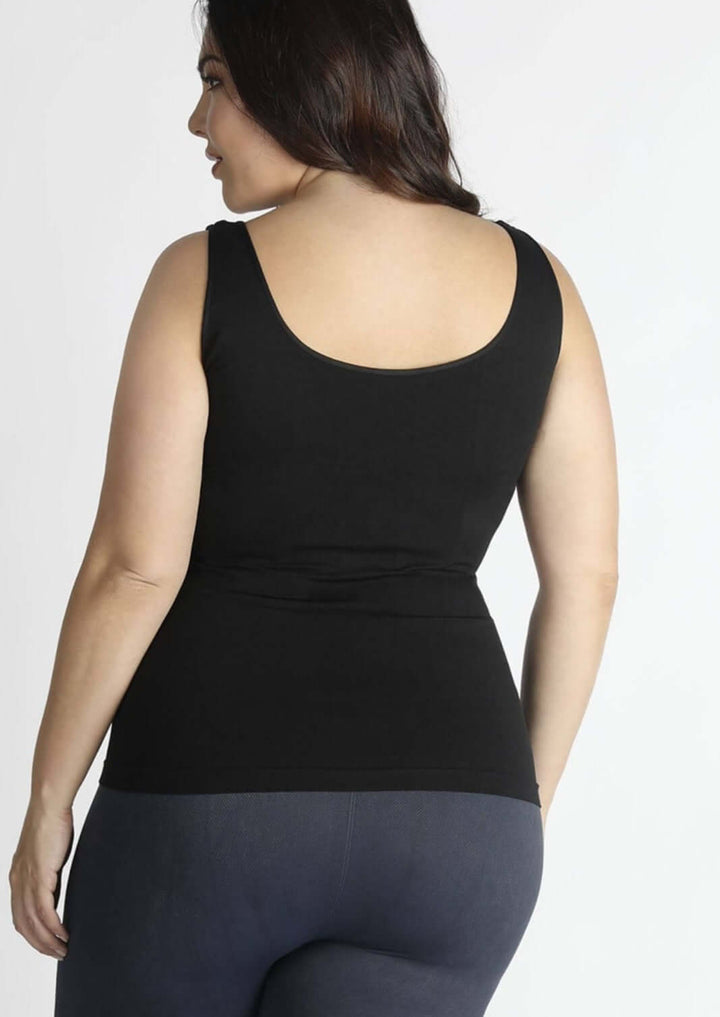 Niki Biki Ladies Plus Size Fitted Reversible Essentials Tank Top Style# NS7180 in Black | Made in USA | Classy Cozy Cool Women's Made in America Boutique
