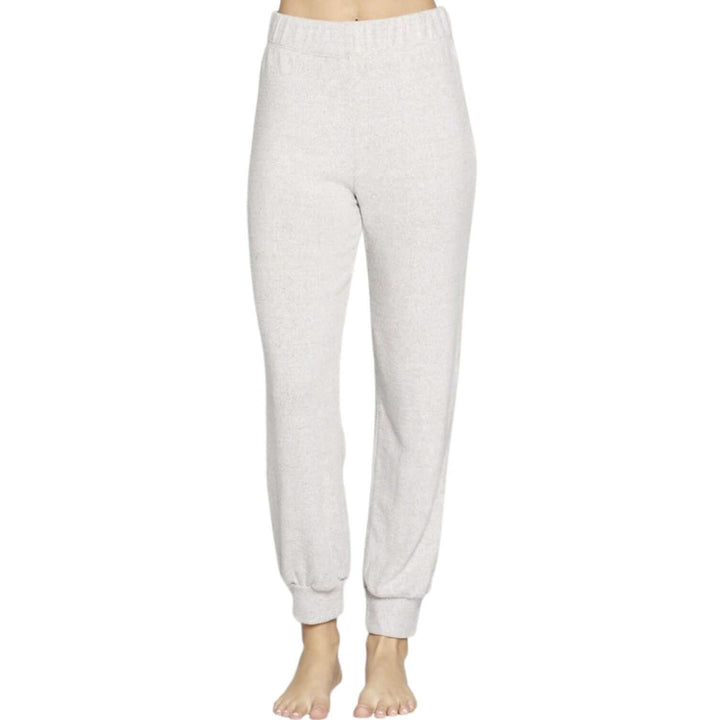 USA Made Brushed Ribbed Knit Soft & Cozy Machine Washable Medium Weight Joggers in Light Grey | Classy Cozy Cool Made in USA Boutique