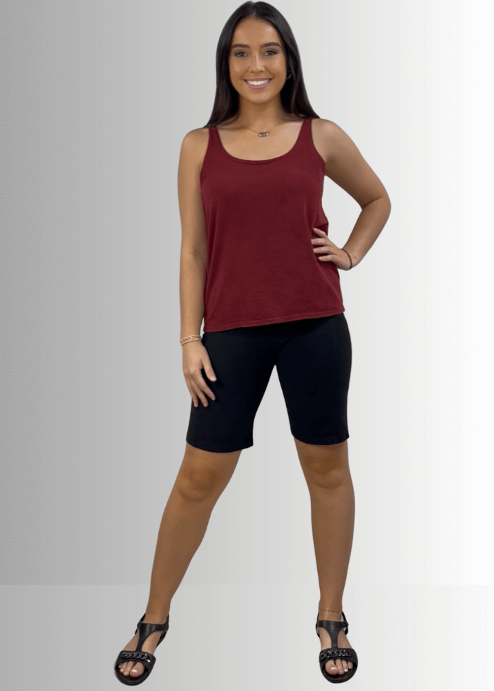 Twenty Four Seven Tank Top | Women's Sustainable and durable premium America-made cotton tank top, in Mineral Washed Vintage Burnt Red Clay, Wide Round Neck, Loose Fit, Perfect for Layering | Classy Cozy Cool Style C11315