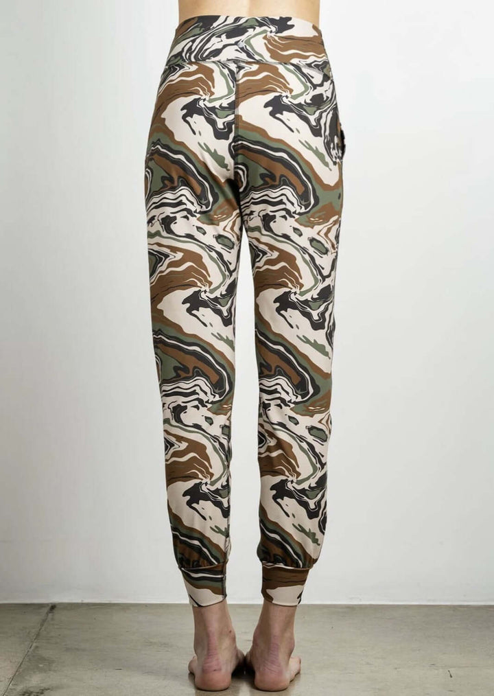 Jala Women's Cross Waist Jogger with Side Pockets Jogger in Camo | Style# CWJ16-CM | Made in USA | Classy Cozy Cool Women's Made in America Clothing Boutique