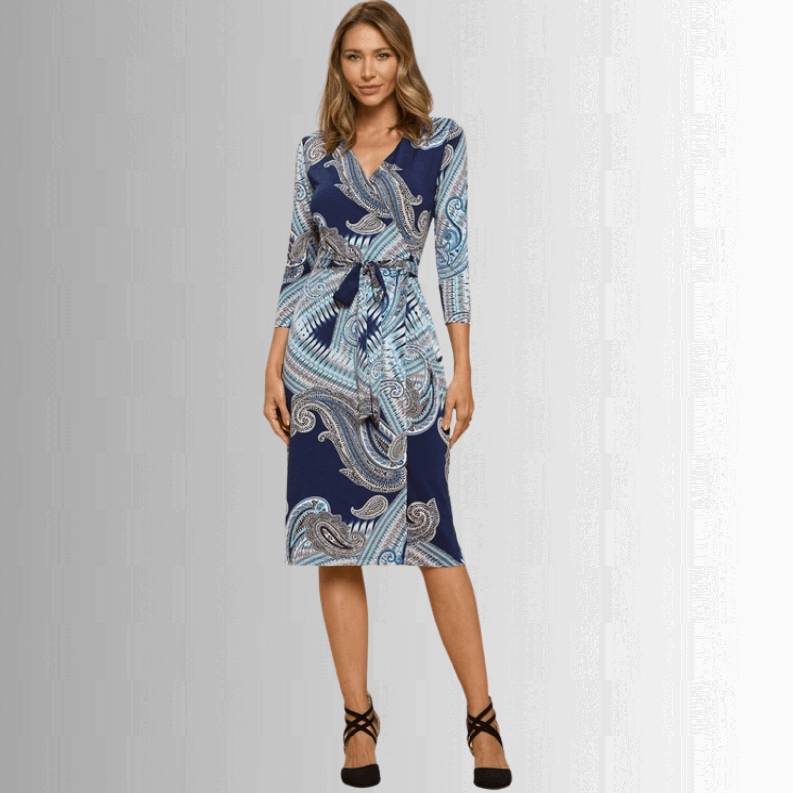 blue paisley wrap dress Blue Short Sleeve Fitted Floral Mini Dress main image 0