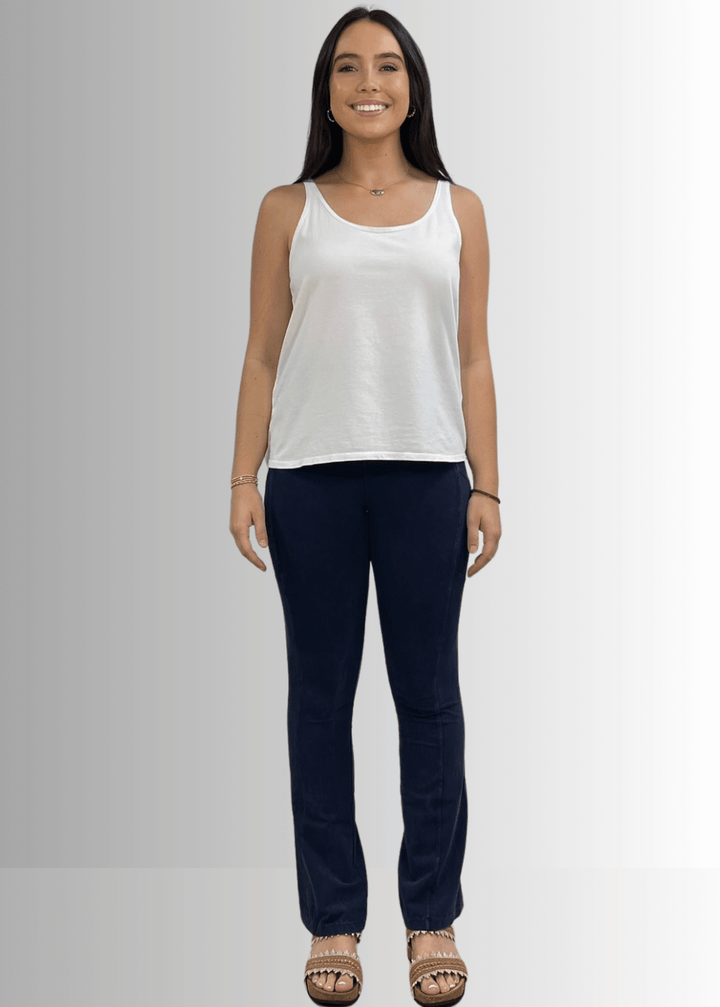 Twenty Four Seven Tank Top | Women's Sustainable and durable premium America-made cotton tank top, in Garment Washed White, Wide Round Neck, Loose Fit, Perfect for Layering | Classy Cozy Cool Style C11315