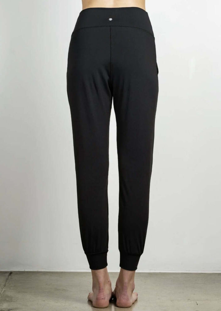 Jala Women's Cross Waist Jogger with Side Pockets Jogger in Black Style# CWJ16-B | Made in USA | Classy Cozy Cool Women's Made in America Clothing Boutique