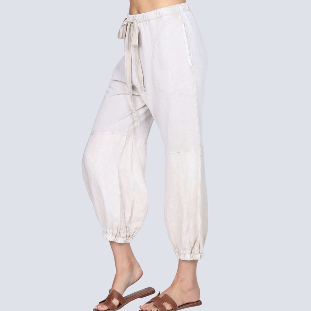 Bone M. Rena Style# S4979 Linen Mineral Washed Luxury Joggers Made with the finest quality fabrics, dyed and handled in small-batch production | Made in USA
