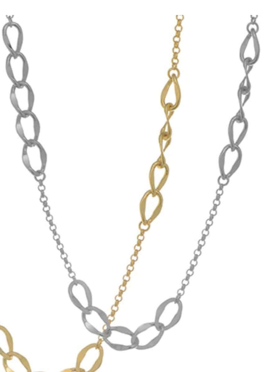 Made in USA, Cinco Women's Silver Plated Fashion Chain Necklace by Artist Anuja Tolia is made of Silver Plated Stainless Steel Chain