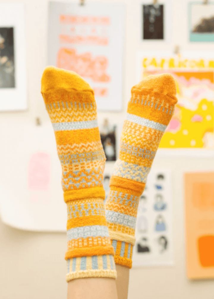Made with Love in the USA, Solmate CLEMENTINE Knitted Crew Socks are delightfully mismatched & so very cozy and comfortable.  Classy Cozy Cool Women's Boutique.