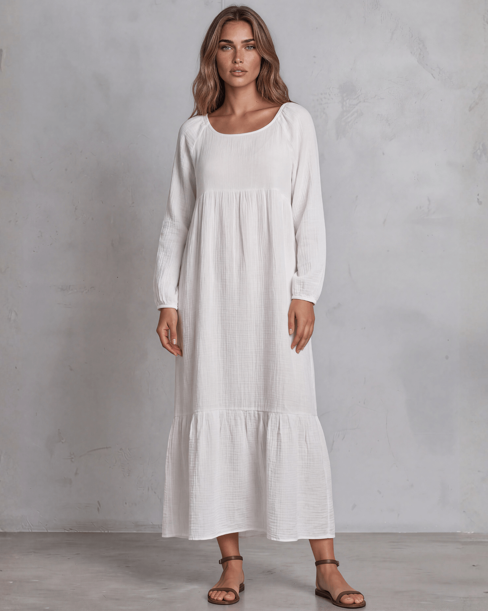 Coleen Cotton Gauze Maxi Dress - White