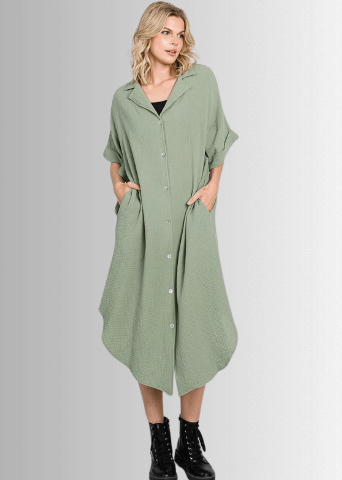 Phoebe Versatile Cotton Gauze Shirt Dress Oatmeal / S/M
