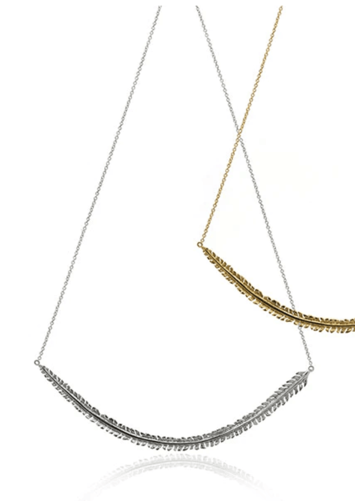 Made in USA, Crane Women's Sterling Silver Feather Necklace by Artist Anuja Tolia is made of 925 Sterling Silver with Adjustable Length