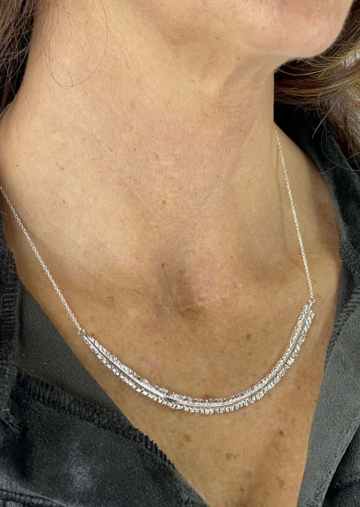 Made in USA, Crane Women's Sterling Silver Feather Necklace by Artist Anuja Tolia is made of 925 Sterling Silver with Adjustable Length