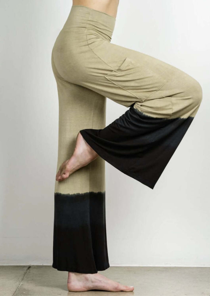 Jala Women's Chill Cargo Pants with  Pockets in Midnight River, a Combination of Black & Tan | Style# CCP16-MR | Made in USA | Classy Cozy Cool Women's Made in America Clothing Boutique