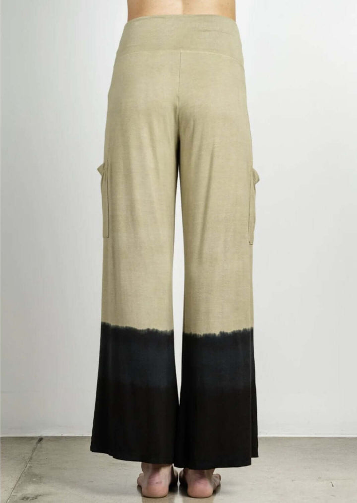 Jala Women's Chill Cargo Pants with  Pockets in Midnight River, a Combination of Black & Tan | Style# CCP16-MR | Made in USA | Classy Cozy Cool Women's Made in America Clothing Boutique