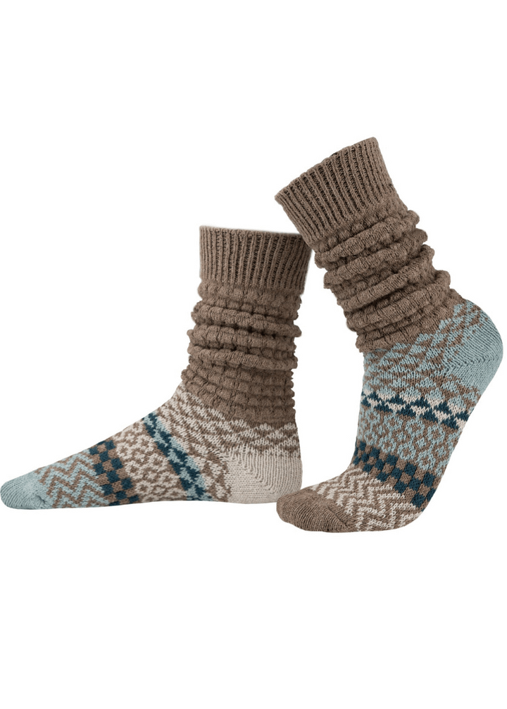 Solmate DRIFTWOOD Knitted Fusion Slouch Socks | Made in USA | These socks are delightfully mismatched & so very comfortable.  American Made Women's Boutique.