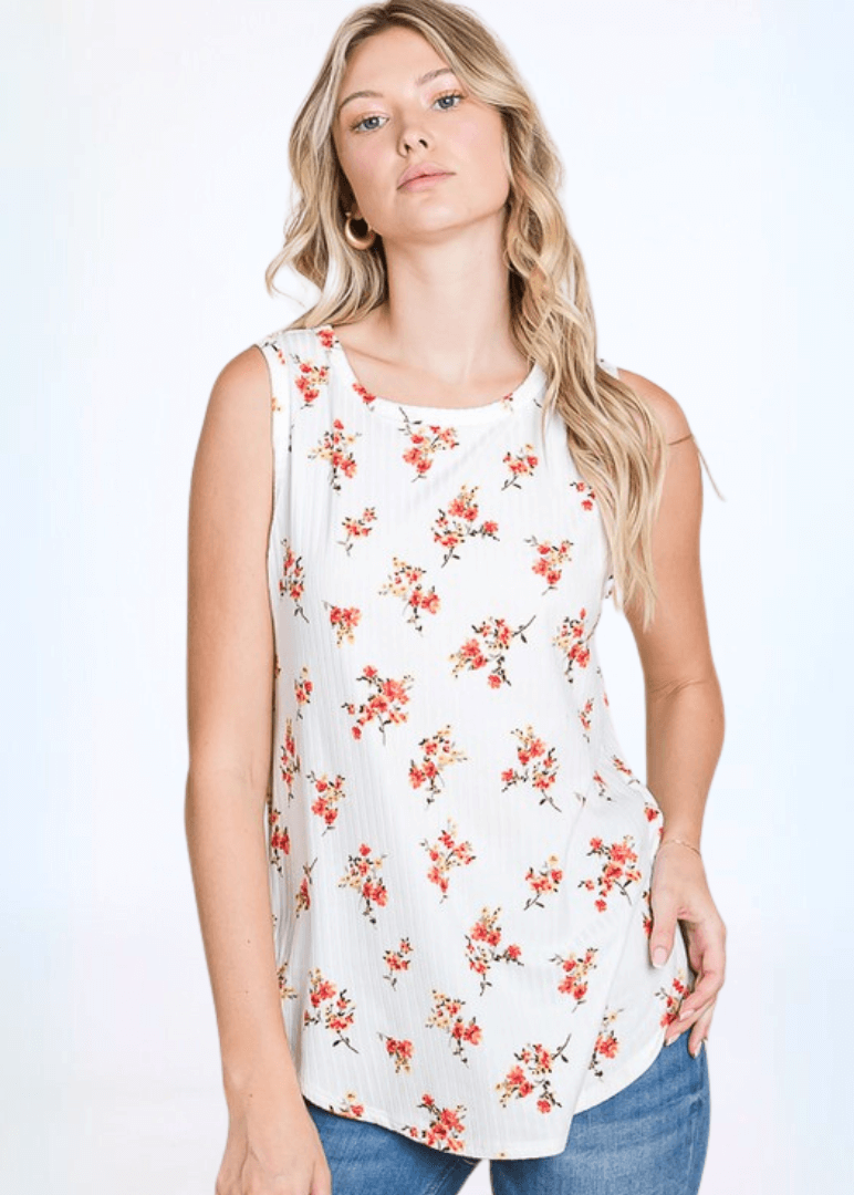 Floral Super Soft Tank Top Made in USA Small