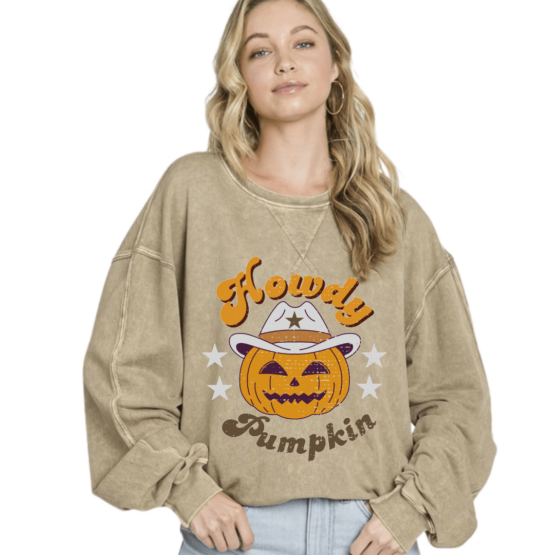 Howdy Pumpkin GRAPHIC Oversized Cotton Sweatshirt