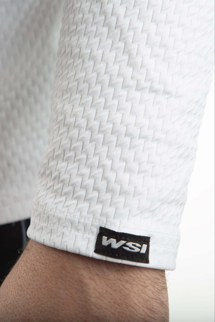 Experience the ultimate combination of our lightweight and breathable Illusion mesh material. WSI Sportswear Unisex Illusion Mesh Sun Hoodie in White, Advanced Wicking Properties.