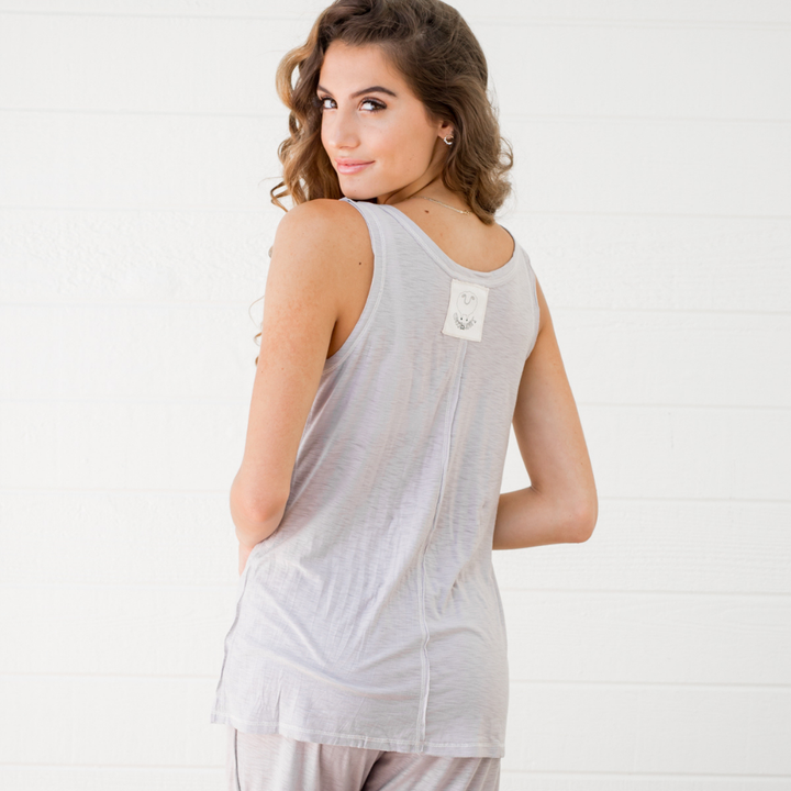 Sleepaholik "Love to Nap" Graphic Ladies Lounge Tank Top Made in USA with Fabric that is Made in USA! | Classy Cozy Cool Women's Made in America Clothing Boutique