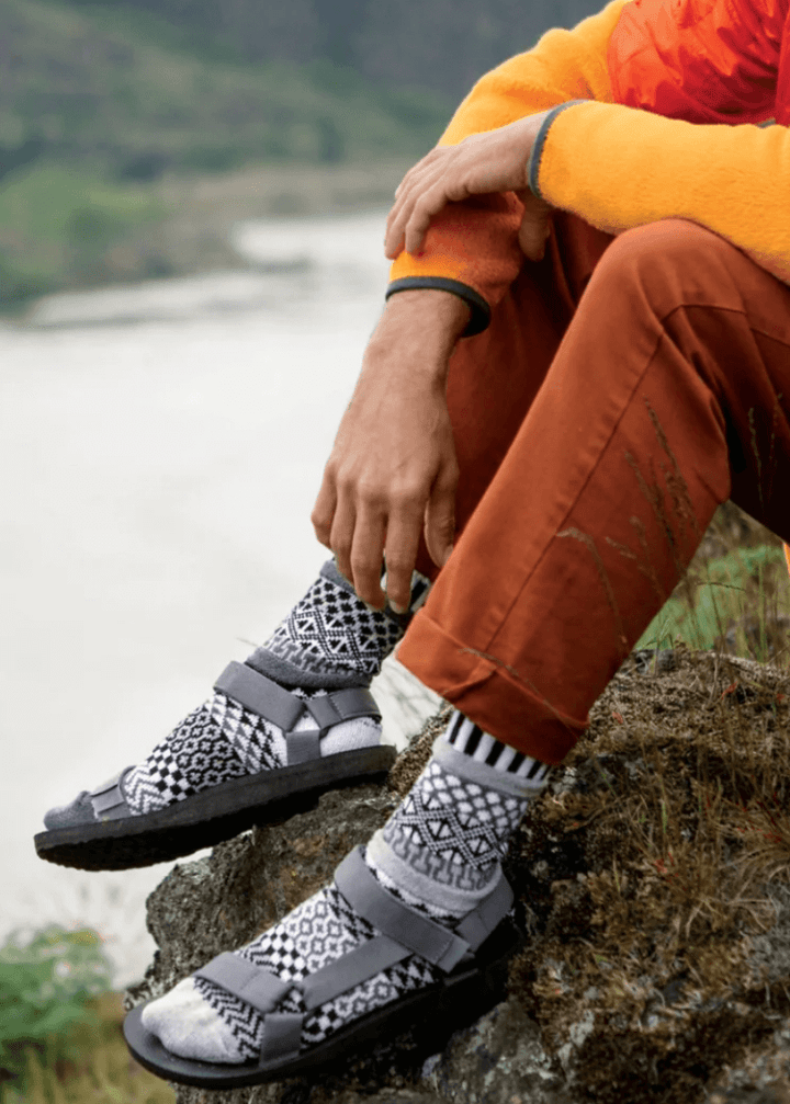 USA Made Socks Solmate MIDNIGHT Black & White Knitted Crew Socks | Made In USA | Delightfully Mismatched & so Very Comfortable. Classy Cozy Cool Women's Boutique.