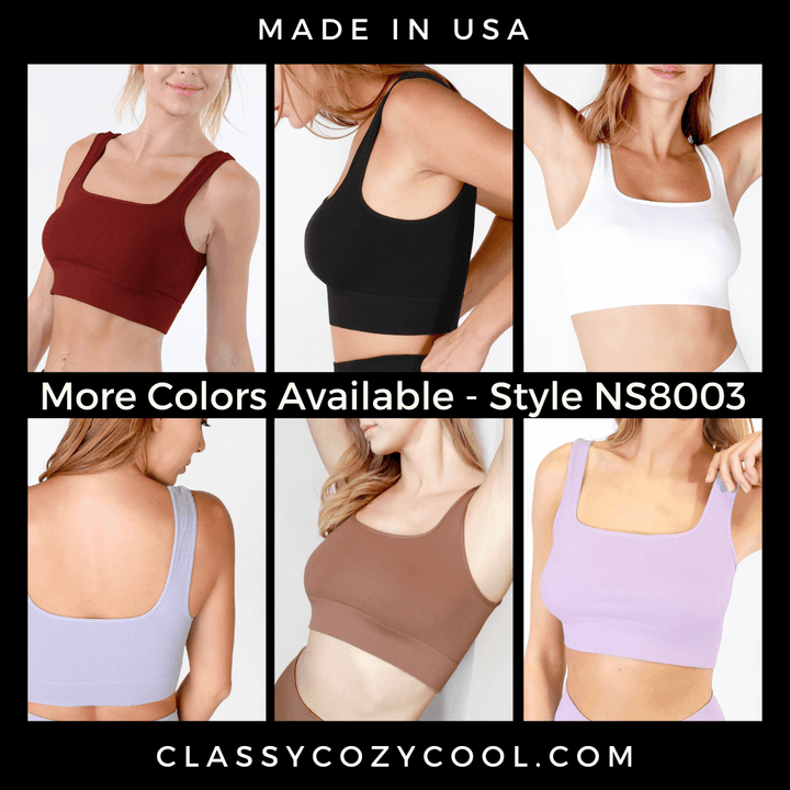 Nikibiki Style NS8003 | Women's Square Neckline Ribbed Base Layer Tank Top or Bra Top | Made in USA | Classy Cozy Cool Made in America Boutique