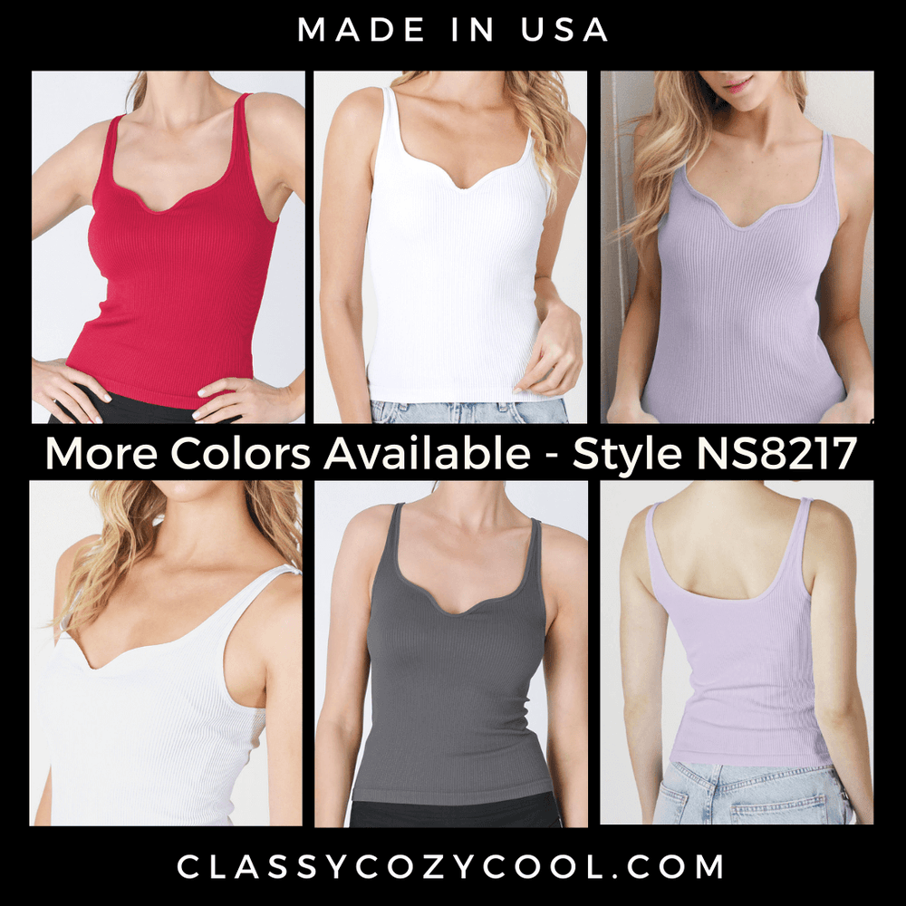 Niki Biki Style# NS8217 Ladies Fitted Sweetheart Neck Ribbed Tank | Made in USA | Classy Cozy Cool Women's Made in America Boutique
