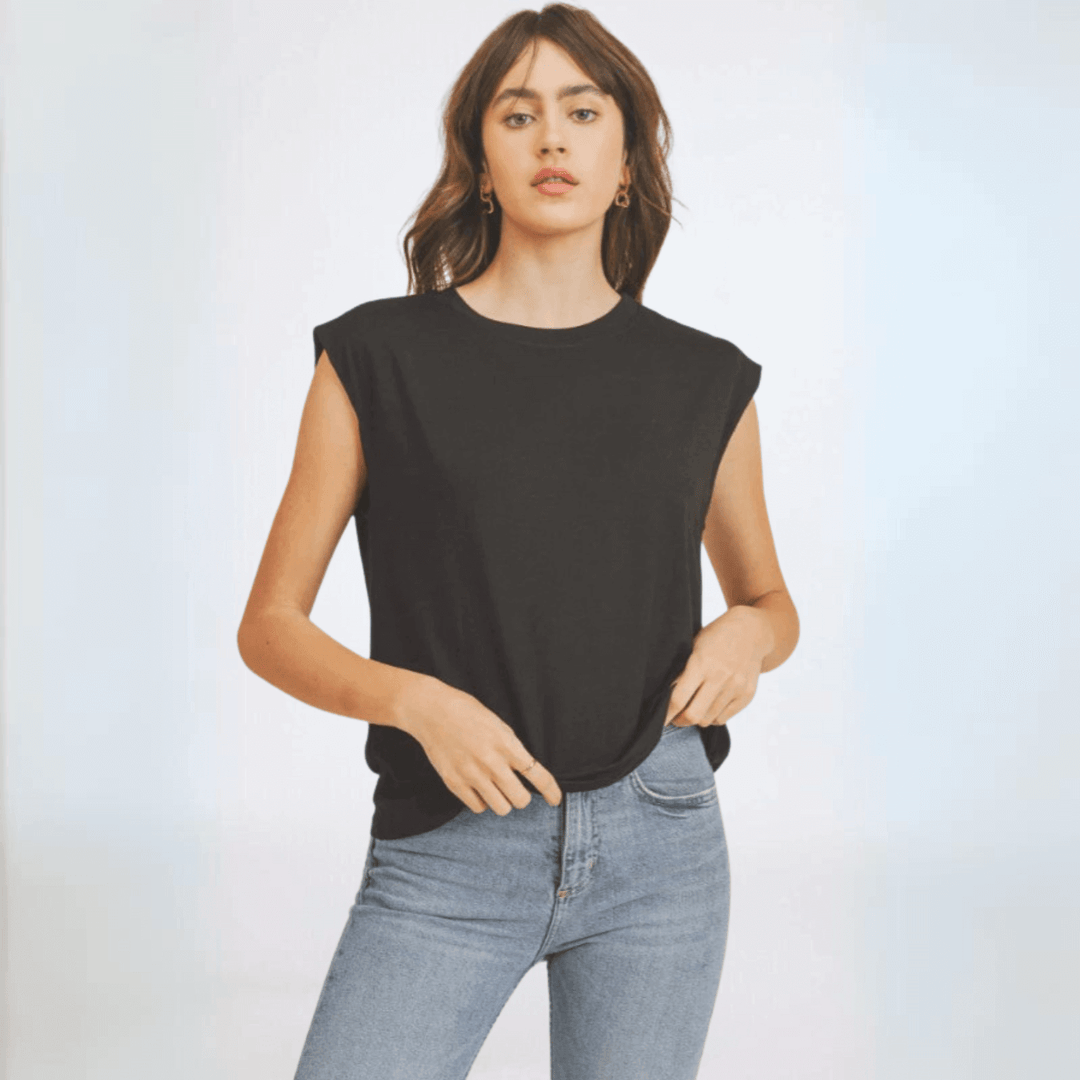 USA Made Women's Super-Soft Muscle Tee by If She Loves Style IST1328 in Black | Classy Cozy Cool Made in America Clothing Boutique