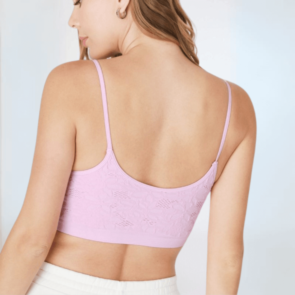 Made in USA Niki Biki Peony Pink Lace Bralette V-Neck Light Support | Style NS8276 Comfortable Fit Size 4-12 |  92% Nylon 8% Spandex | Classy Cozy Cool Made in America Boutique