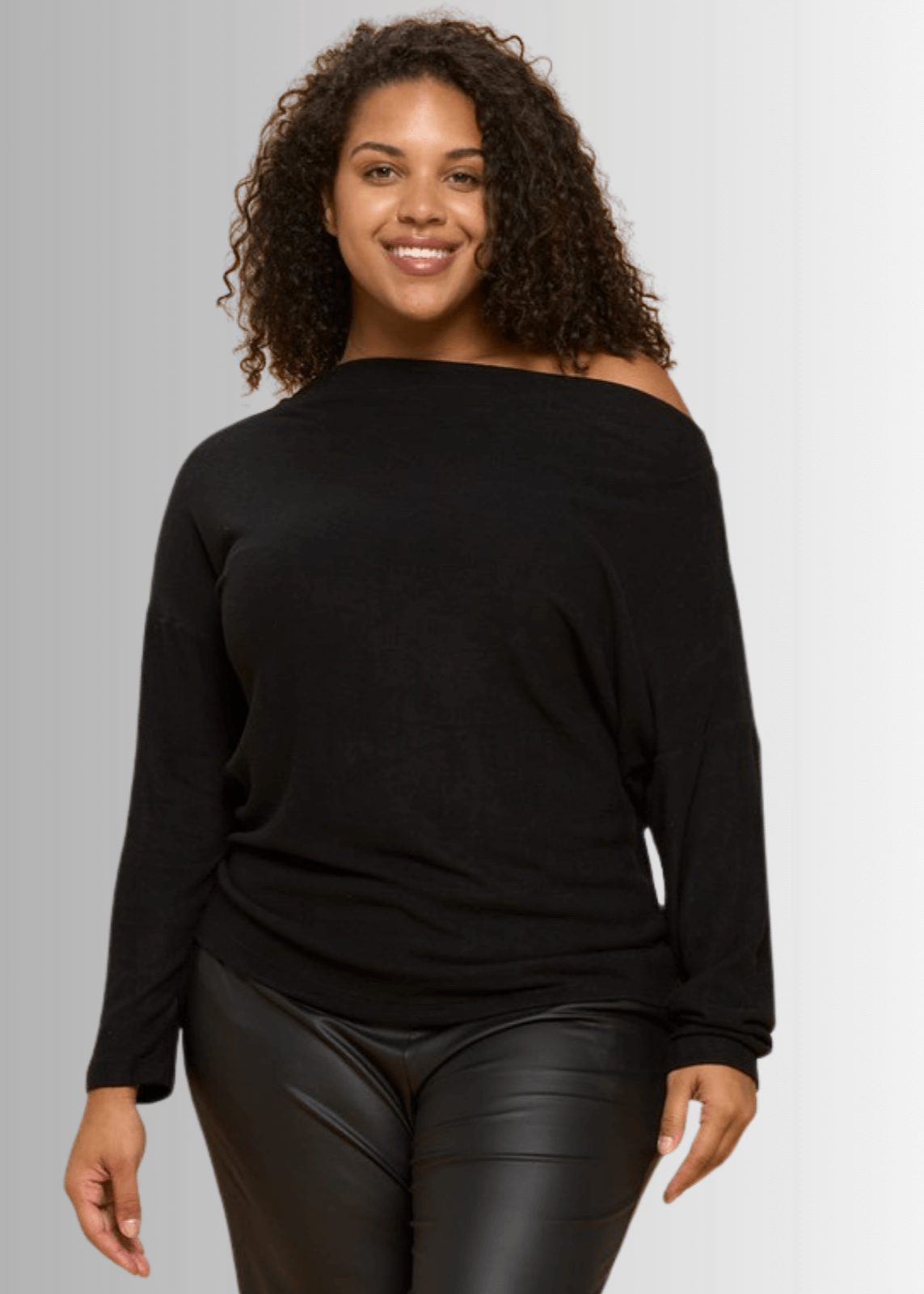 Ladies Plus Size Soft Off the Shoulder Long Sleeve Top Made in USA