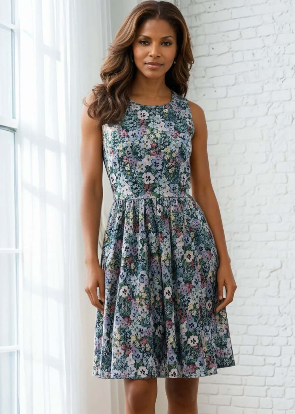 Painted Floral Vintage Dress S Painted Floral Vintage Dress S