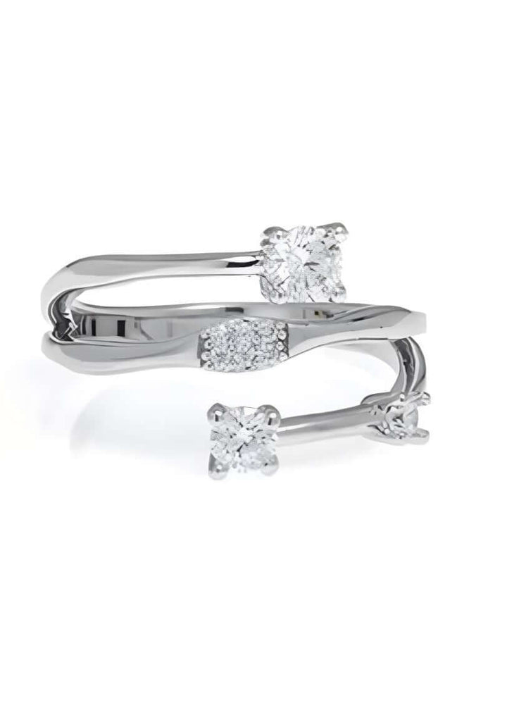 Made in USA, Pura Vida Women's Fashion Jewelry Ring by Artist Anuja Tola is made of Silver Plated Stainless Steel, accented with sparkling cubic zirconia stones