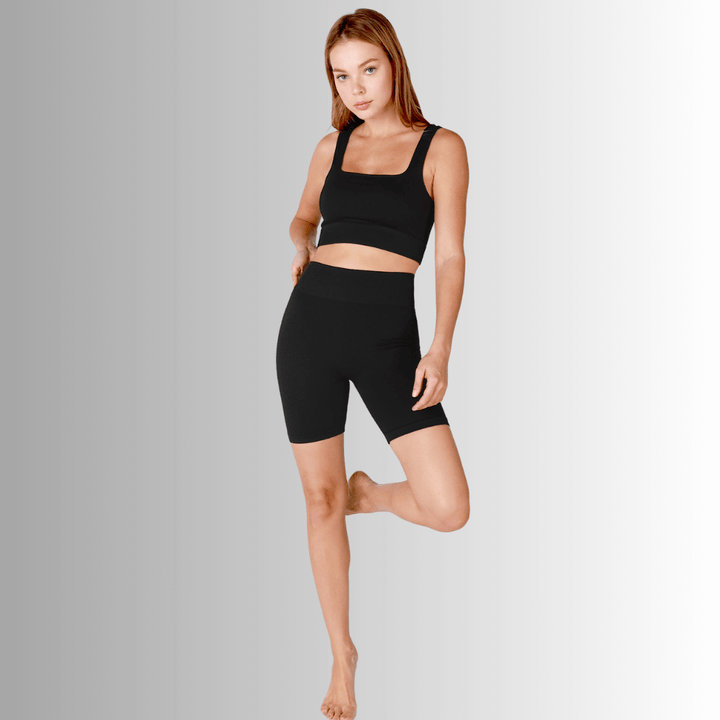 Nikibiki Style NS8003 | Women's Square Neckline Ribbed Base Layer Tank Top or Bra Top in Black | Made in USA | Classy Cozy Cool Made in America Boutique